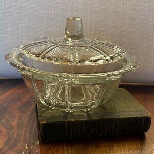 Vintage KIG Clear Crystal Glass Candy Dish with Lid